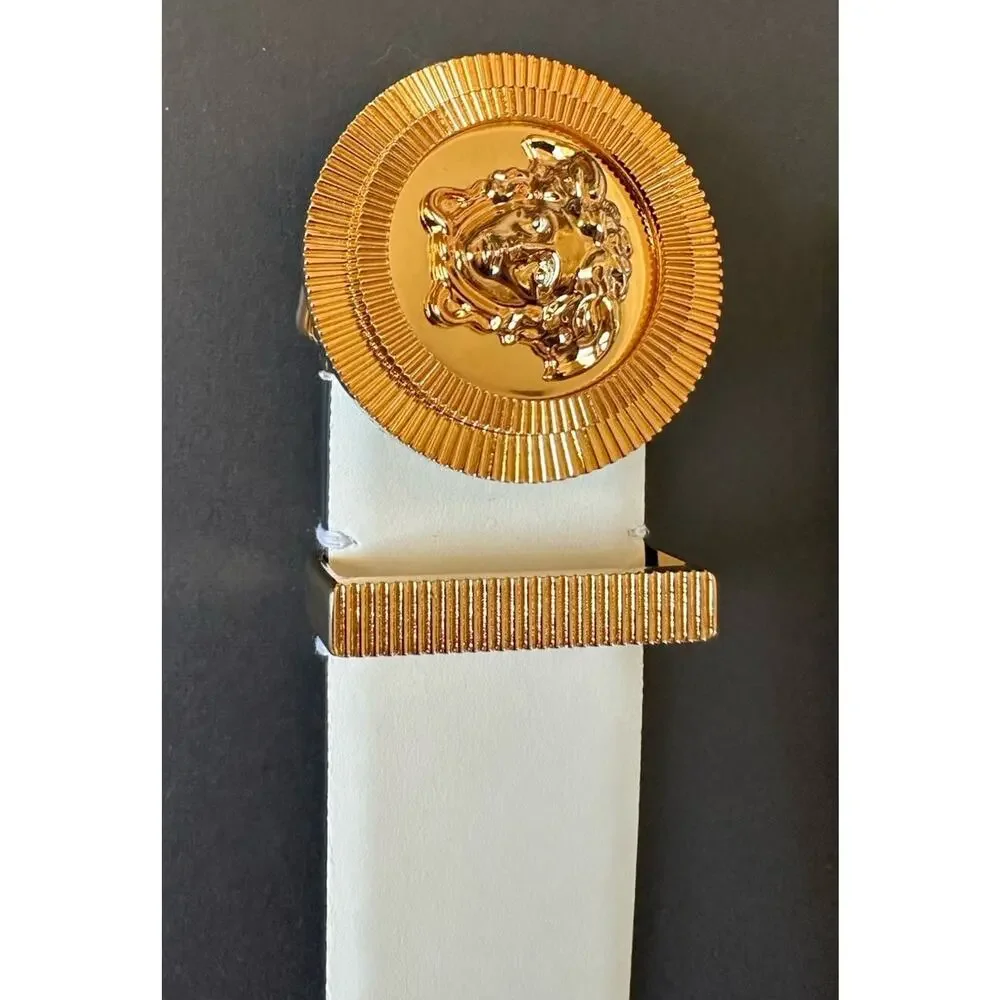 Versace Men’s Medusa-Buckle White Leather Belt 115 (46) Italy 1003873 New $575